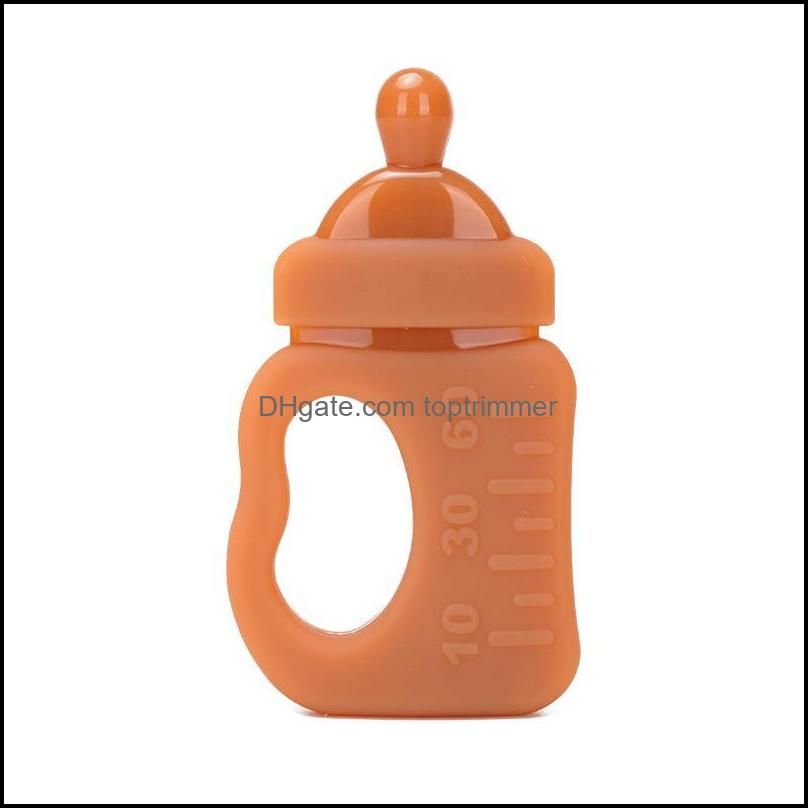 Infant Cartoon Chewing Toy Baby Milk Bottle Shape Sile Teether Storage Box1  Drop Delivery 2021 Pacifiers#