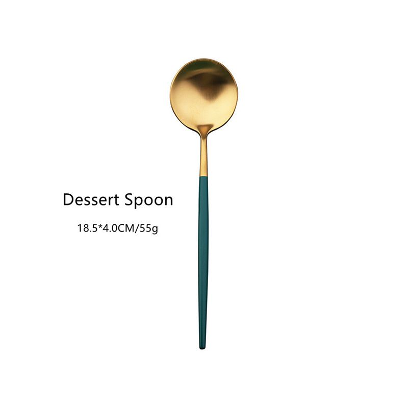 gold&green dessert spoon