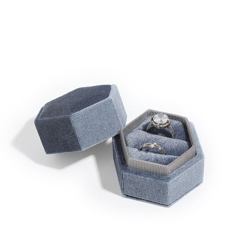 caixa de anel duplo cinza azul
