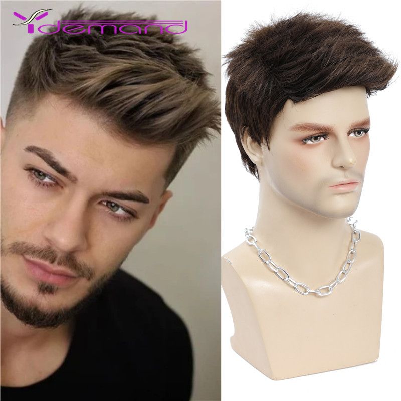 Synthetic Short Men Wig Natural Black Straight Hair Wigs for Man High Quality New Fashion Style Synthetic Short Men Wig Natural Black Straight Hair Wigs for Man High Quality New Fashion Style