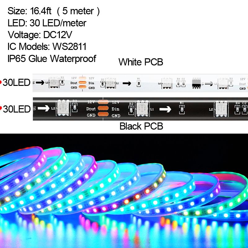 5mètre / rouleau 30led / m IP65 Colle imperméable