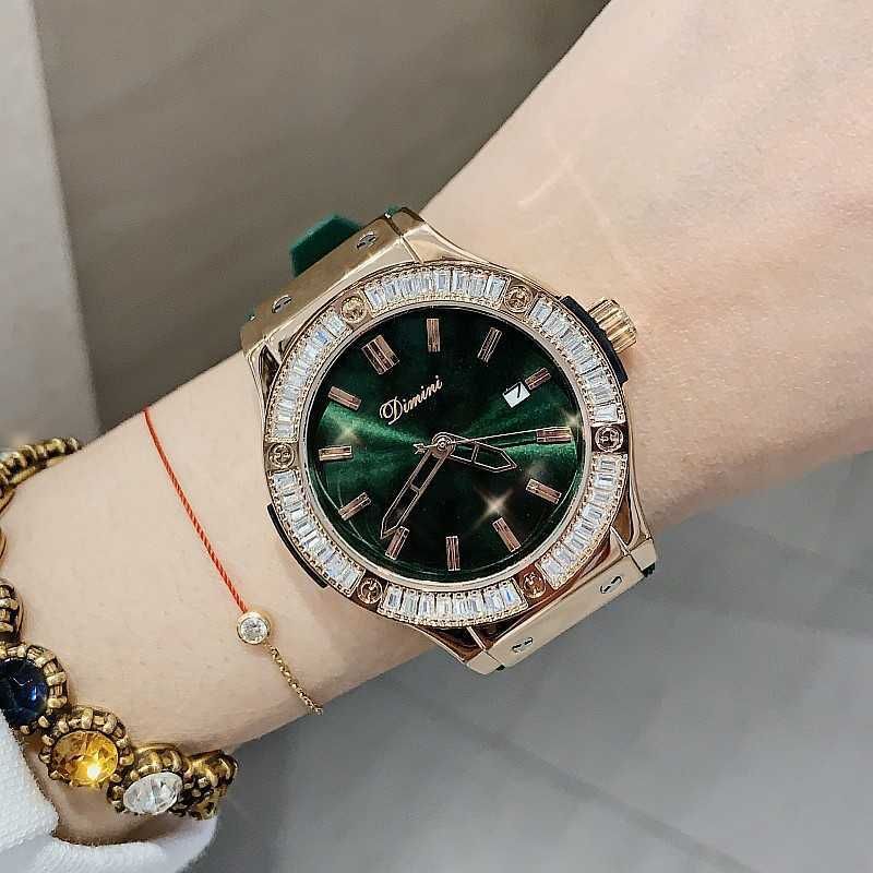 Rose Gold Shell Green Face Green Strap
