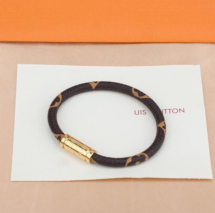 Europe America Style Charm Bracelets Brand Men Women Presbyopic Leather  Magnetic Buckle Hand Rope Plaid L Design Engraved V Letter Metal PU Bracelet  Bangle From Cartier_bracelet, $1.23