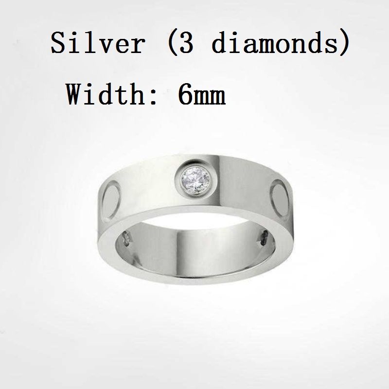 6mm silver with diamond