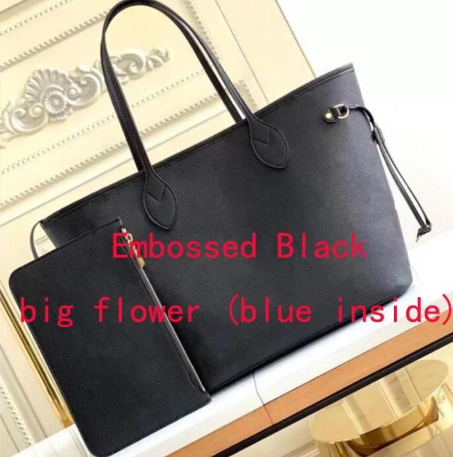 Embossed Black-big flower (blue inside)