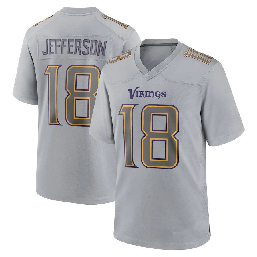Justin Jefferson #18 MinnesotaVikingsMEN Atmosphere Fashion Football Jersey  Silver From Newjersey2023, $24.88