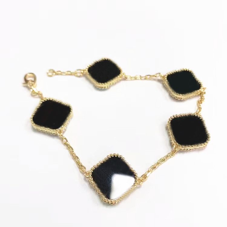 Gold and black agate bracelet