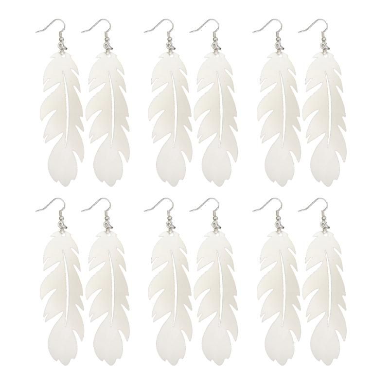 6 Pairs Handmade Wooden Sublimation Blanks Earring MDF Sublimation Printing Dangle Earrings for