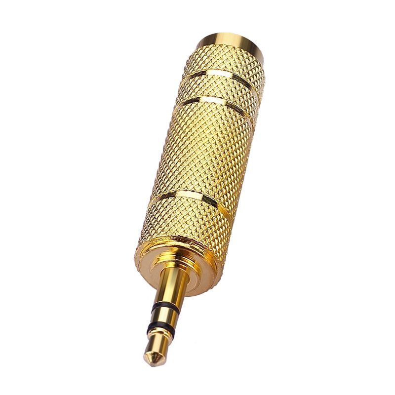 SMALL to BIG Headphone Adapter Converter Plug 3.5mm to 6.35mm Jack Audio  GOLD