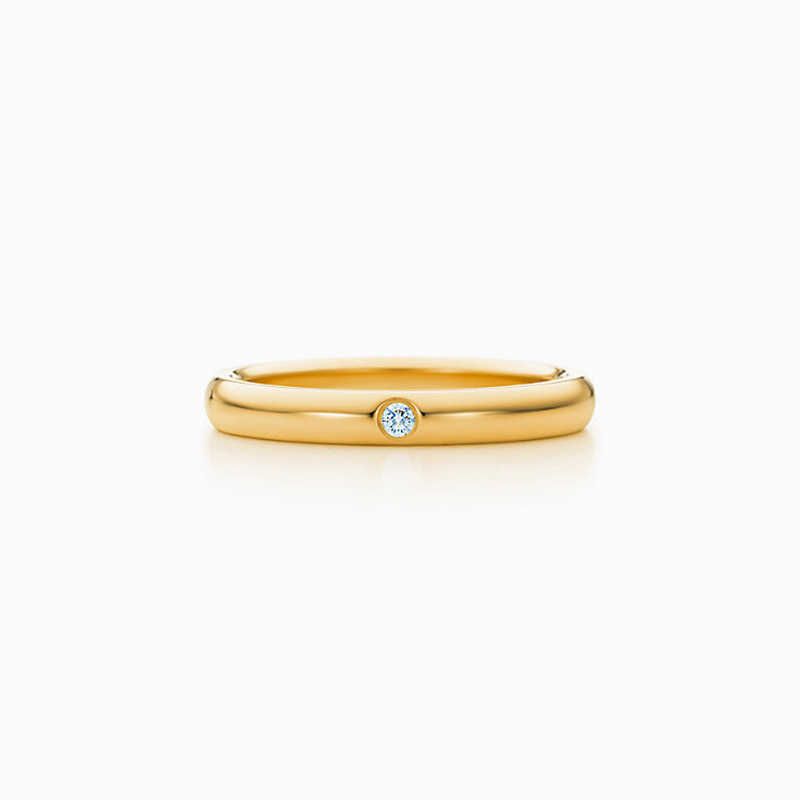 Blote enkele diamant gouden ring-6 #