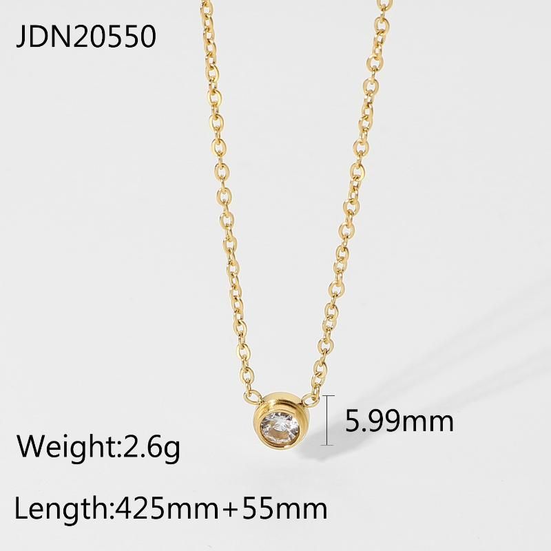 Chaînes Simple Mini Collier Diamant Rond Rectangle Or Acier Inoxydable Exquis Chaîne Pendentif Clavicule FemelleChaînes_voghion.com