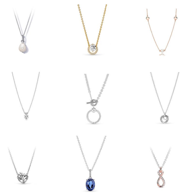 925 Sterling Silver Luxury Necklace Designer Women DIY Love Fit Pandora