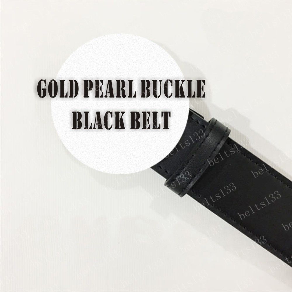 #G17 gold pearl buckle black belt