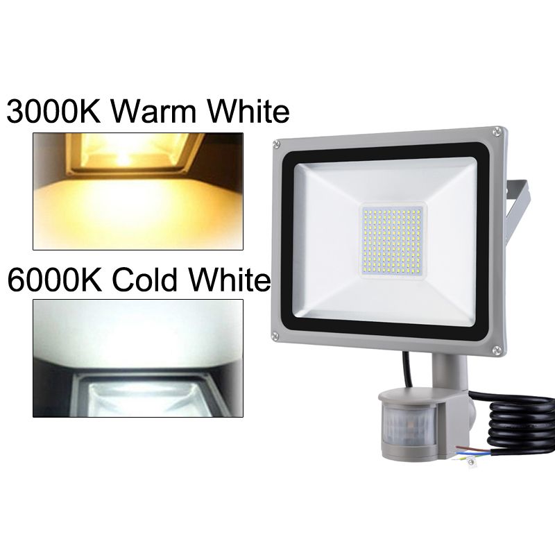 20W PIR Infrared Body Motion Sensor LED Flood Light  Warm White Waterproof 