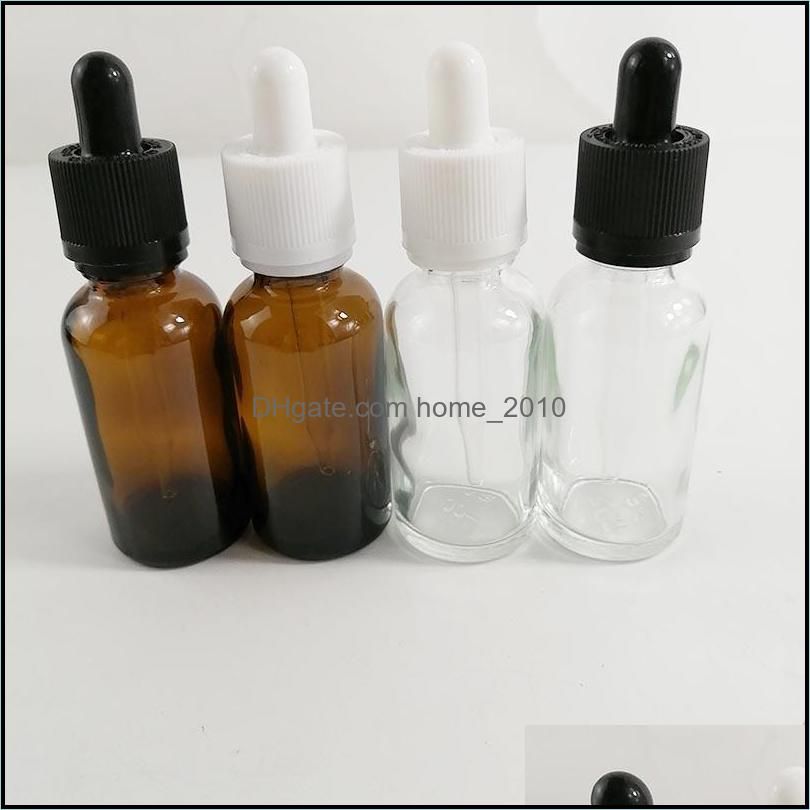 Clear Bottle +White Caps Droppers