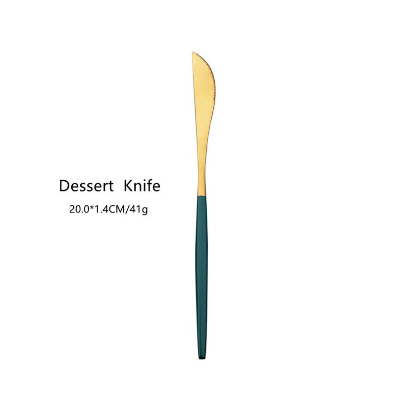 gold&green dessert knife