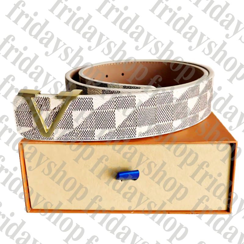 8# damier white+Gold buckle