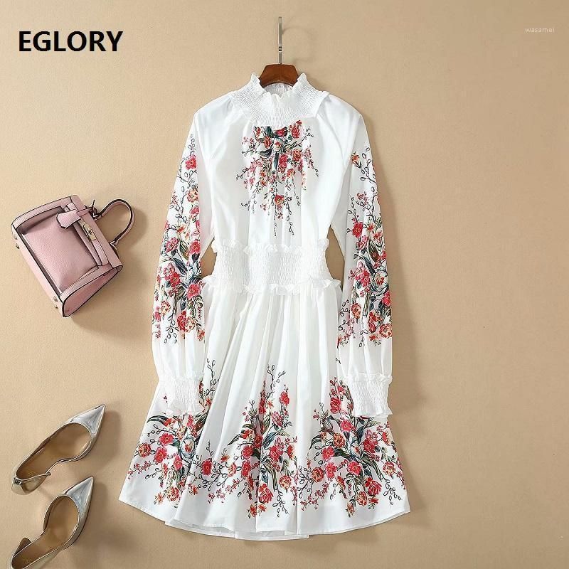 Vestidos casuales Celebrity Inspired Vestido de mujeres con cuello con volantes Cuello Red Flower Print La Vestidos casuales Celebrity Inspired Vestido de mujeres con cuello con volantes Cuello Red Flower Print La
