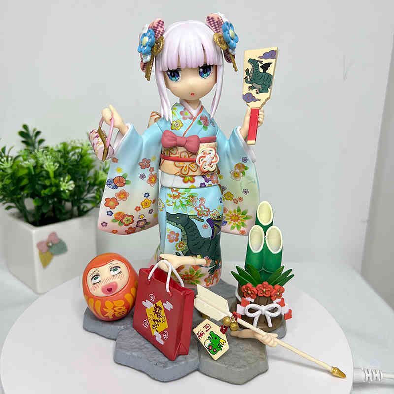 18cm Kobayashi-san Chi no Maid Dragon Kanna Anime Figure Kamui Kimono  Action Collection Model Doll