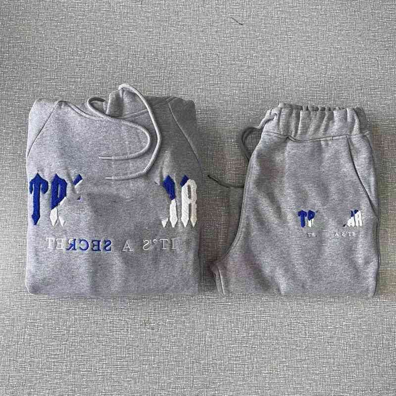 Grau (blau und weiß) Hoodie + Shorts