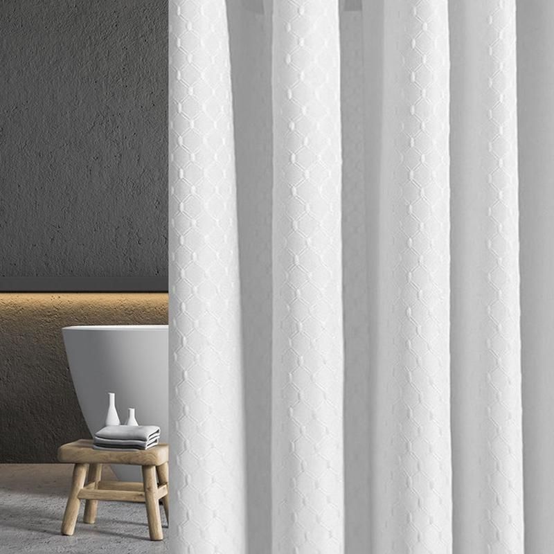 white bath curtain