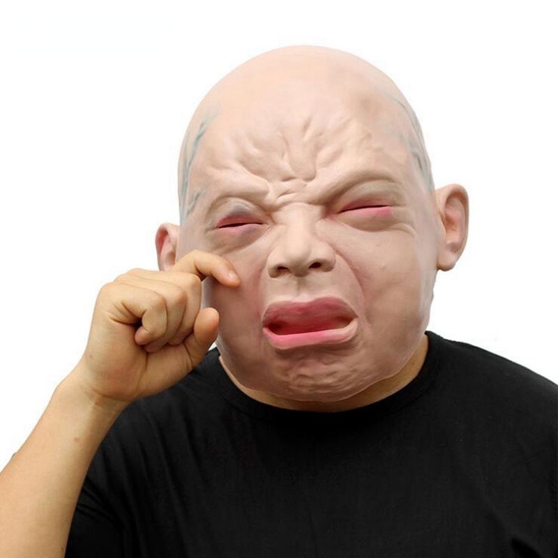 Halloween Mask Funny Party Face Masks Creepy Halloween Costume Prop Cry  Baby Full Head Latex Rubber Masquerade Mask 220704