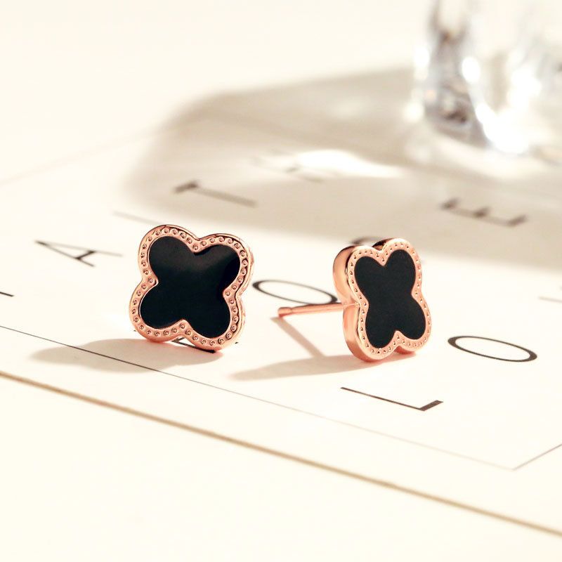 rose gold black earrings