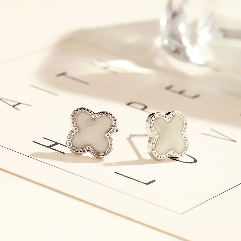 silver white earrings