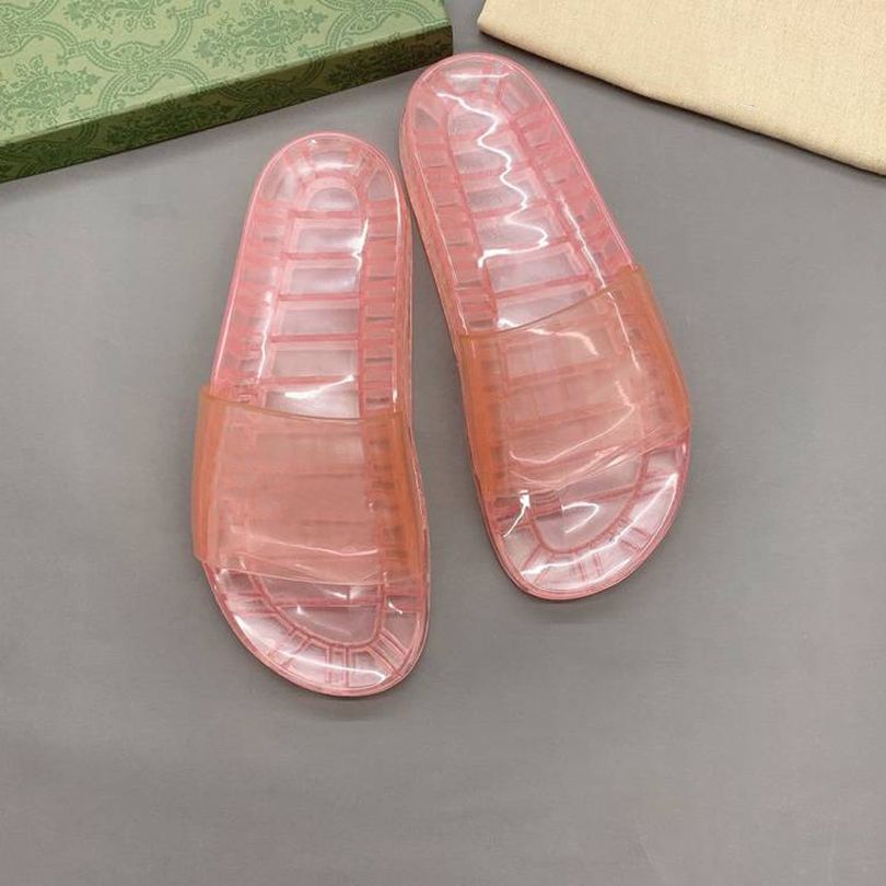 Transparante platte slippers [roze]