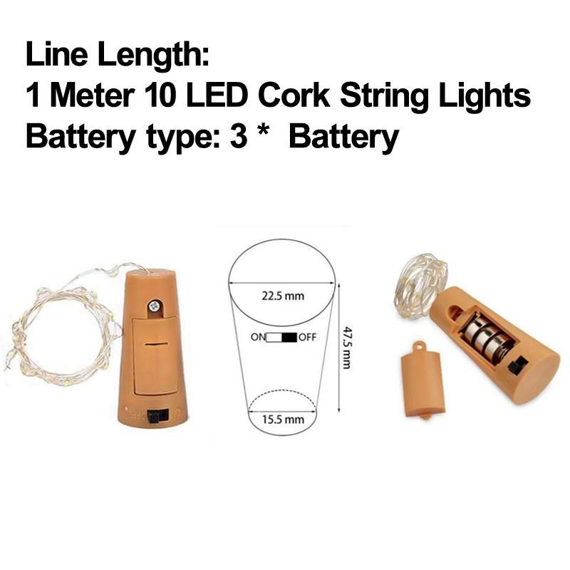 1Meter 10 LED Cork String Lights
