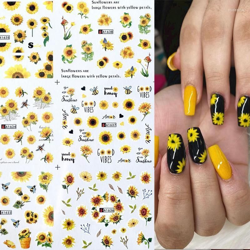 Buy 1 Sheet Black White Flowers Heart 3D Nail Stickers Nail UV Gel  Decoration Decals Tips Sticker Design Manicure Nail Art DIY at affordable  prices — free shipping, real reviews with photos — Joom