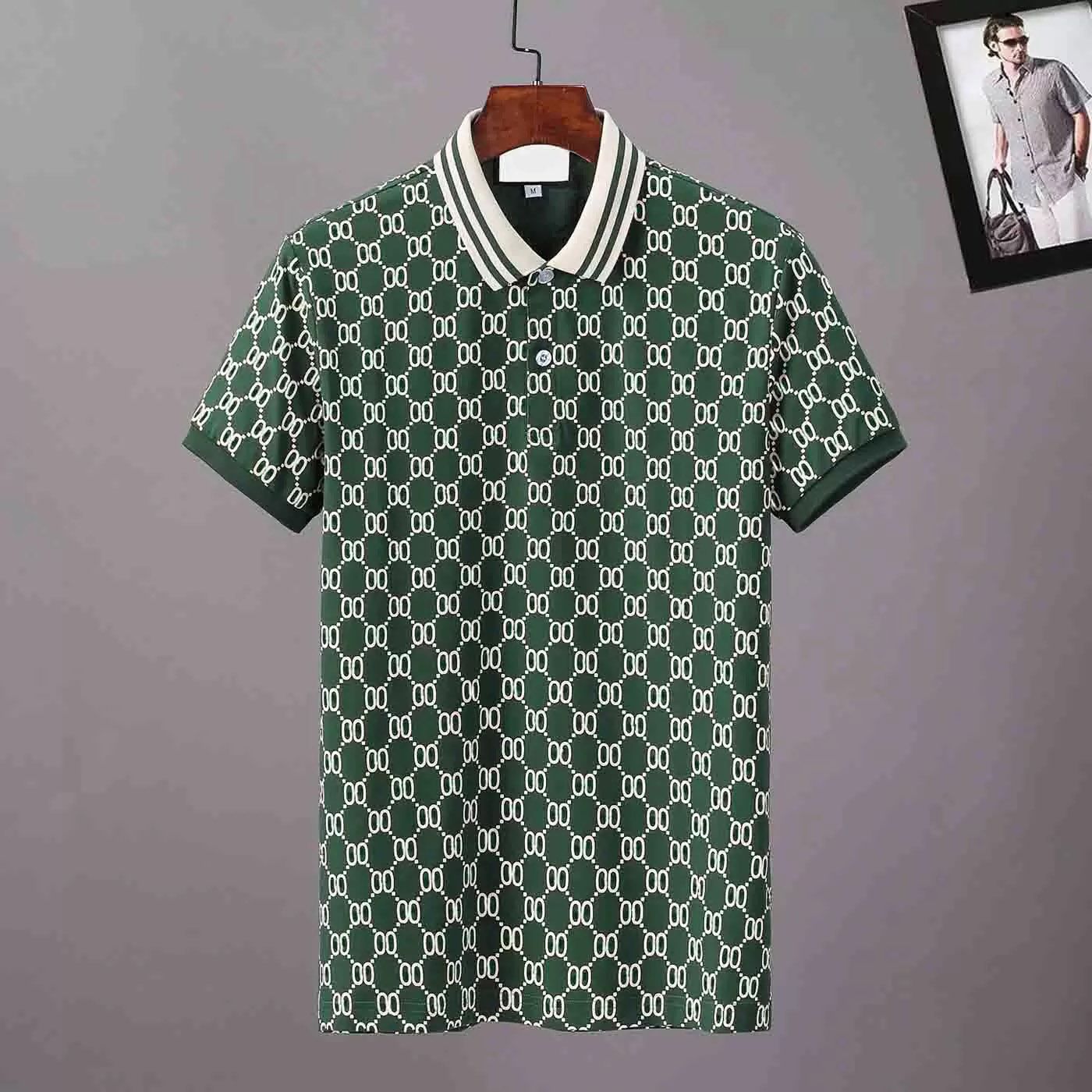 22ss mens women designer polos Double letter Water color print 