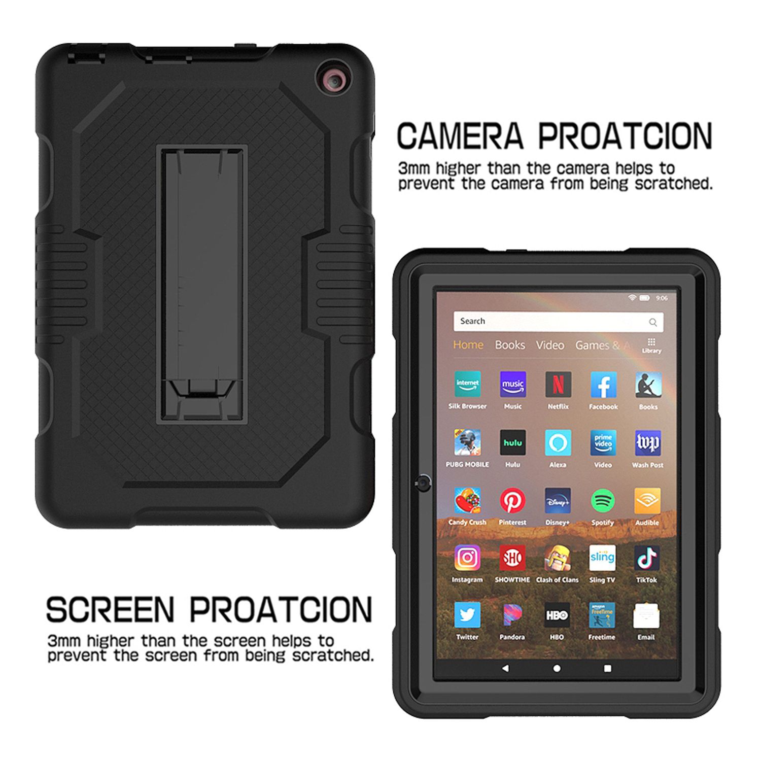 Case For  Kindle Fire HD 8 /HD 8 Plus Hybrid Shockproof