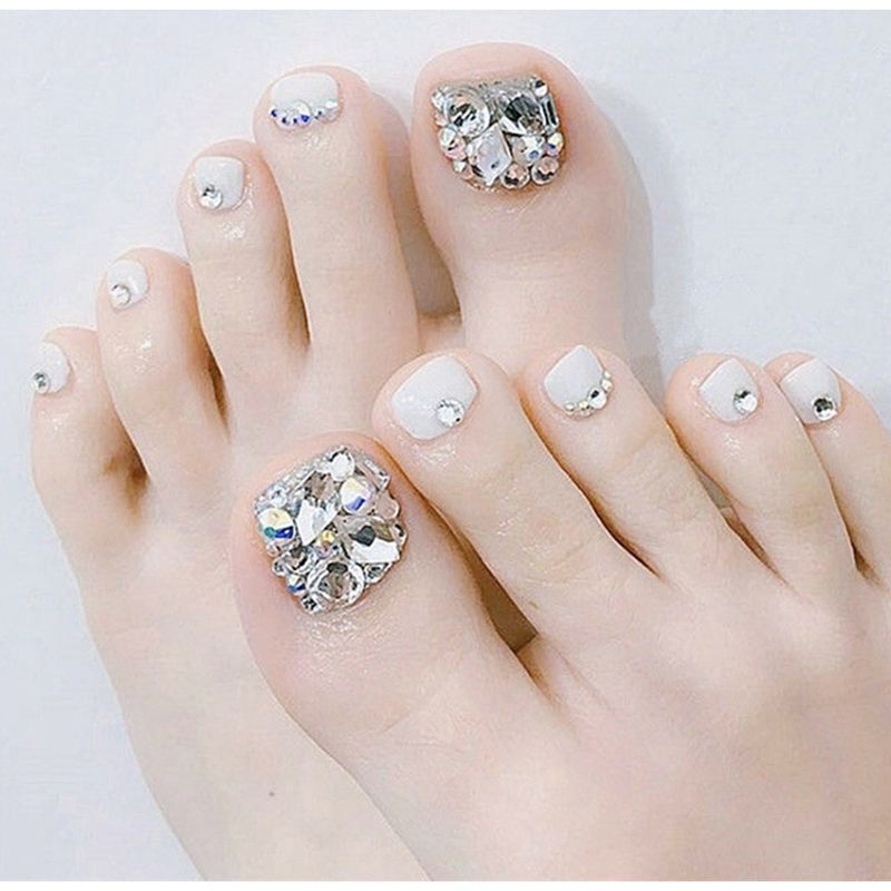 Short False Toenails Full Cover Press On Toenails Artificial Feet Nails Women Girls Glitter Crystal Design Short False Toenails Full Cover Press On Toenails Artificial Feet Nails Women Girls Glitter Crystal Design