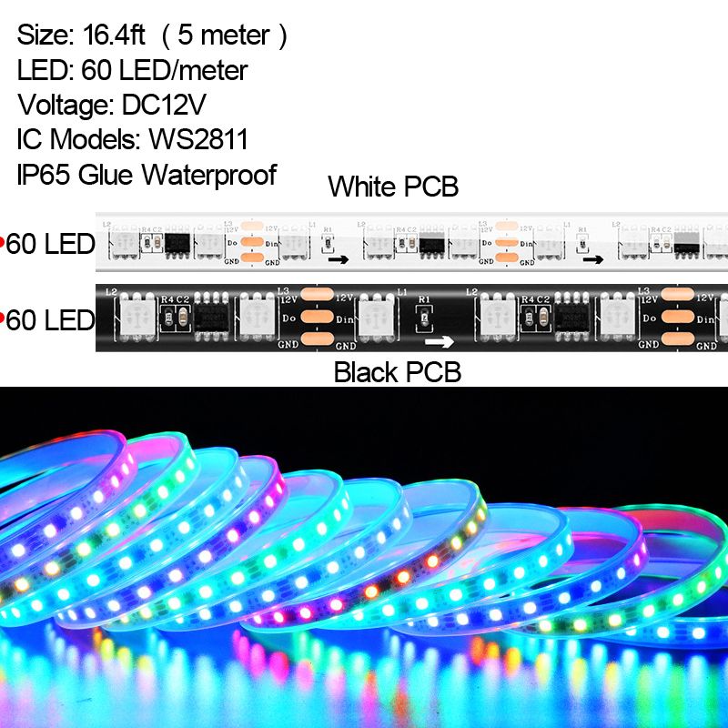 5метр / рулон 60LED / M IP65 клей водонепроницаемый