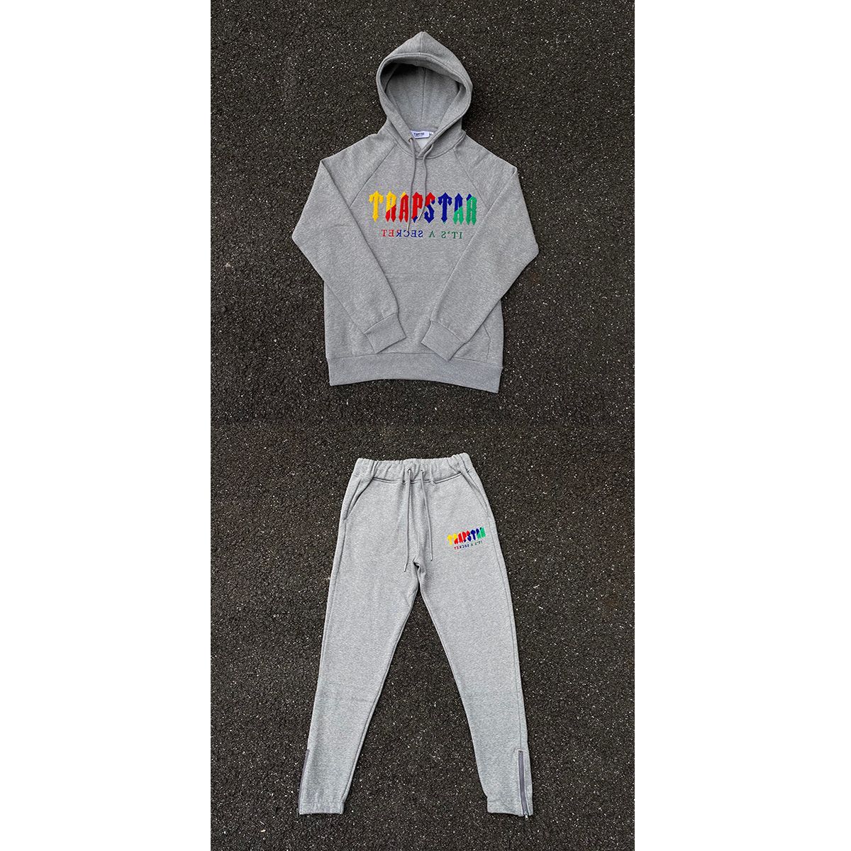 colorful suit -- grey