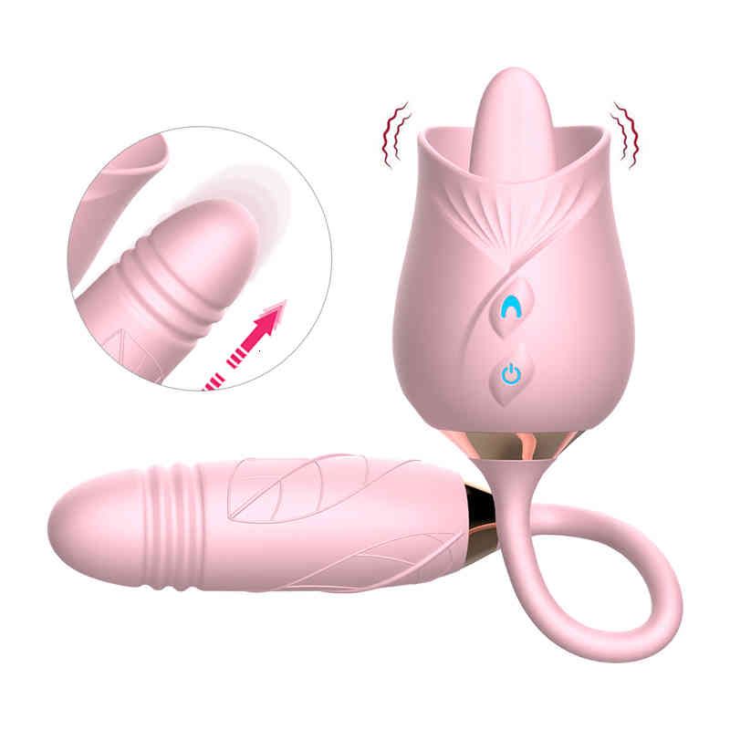 Licking Rose Dildo Pink-48.8x48.8x360 mm