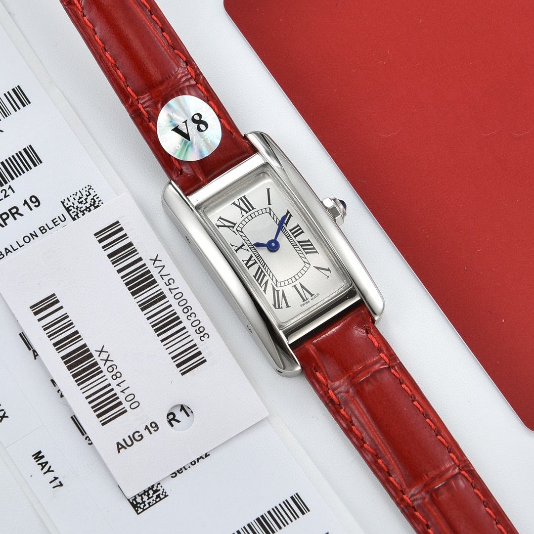 silver red strap