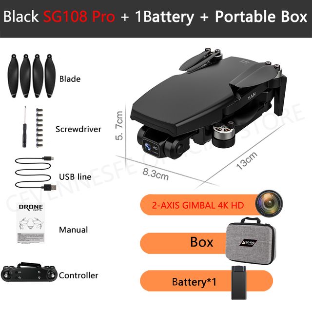 SG108 Pro Black+1*Batteri