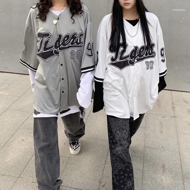 Camisas Blusas para mujer Camisa de béisbol Mujeres y hombres Hippe de gran tamaño