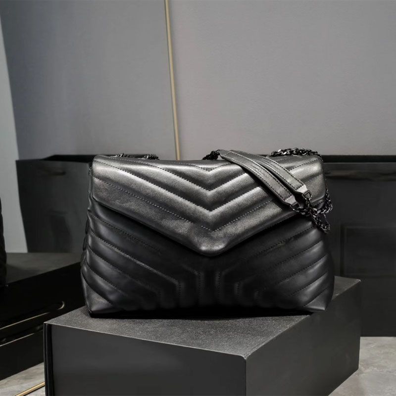 32cm-Black chain - Black bag