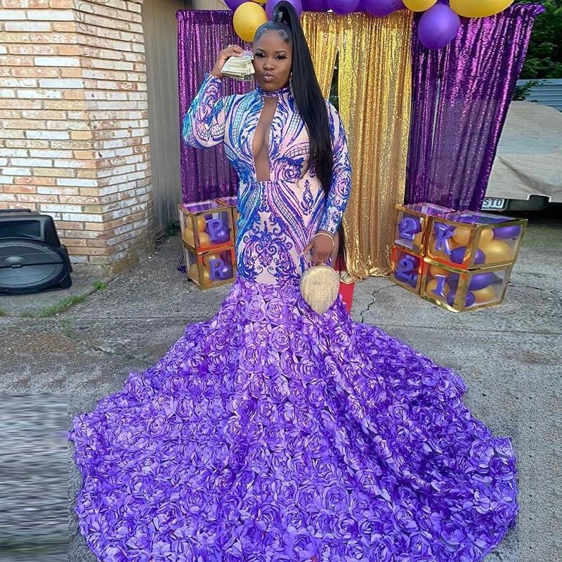 Elegant Lilac Lace Mermaid Prom Party 