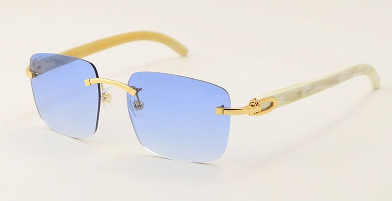 White Horn Gold Blue Lens