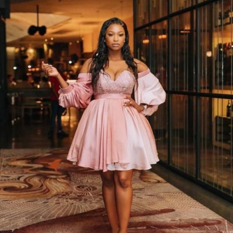 Party Dresses Pink Short Prom Removable 