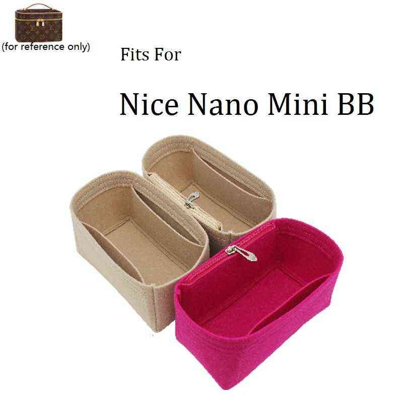 Fits For Nice Nano Mini Bb Felt Cloth Insert Bag Organizer Makeup