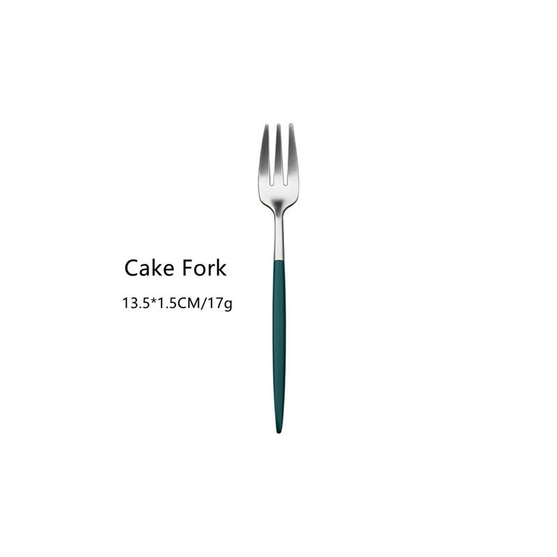 silver&green cake fork