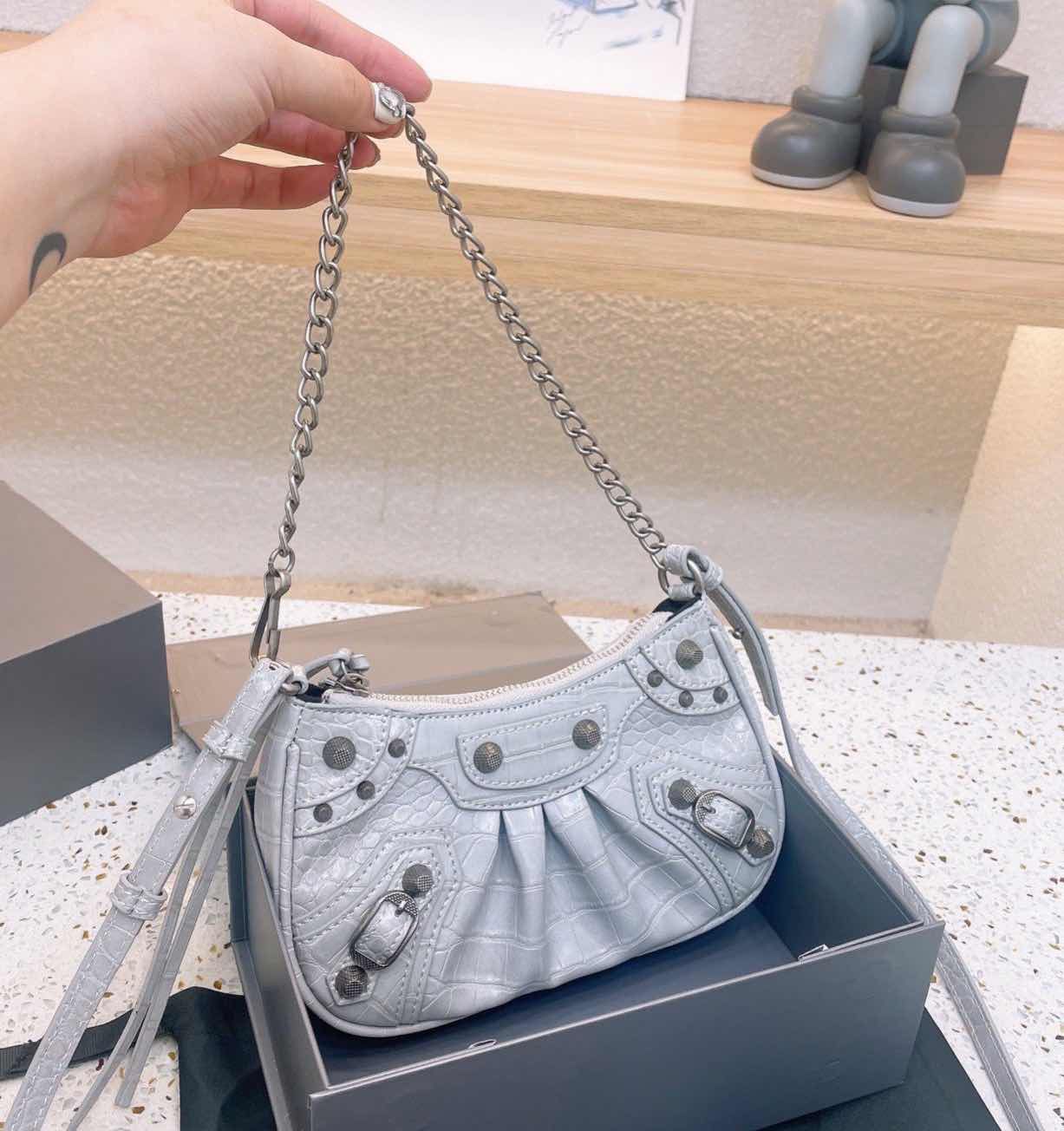 EGO Texas Shoulder Bag In White Faux Leather Women Designer Motorcycle