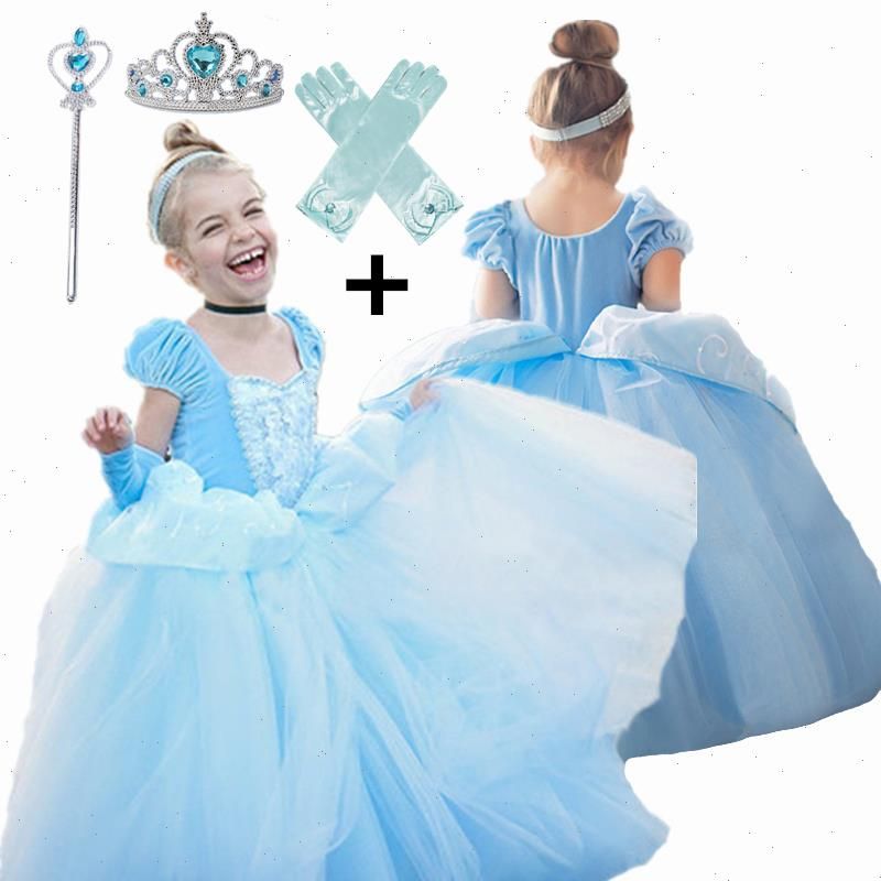 Cenicienta cosplay traje ropa para niños para niñas vestido bebé niña bola vestido  princesa vestidos cumpleaños