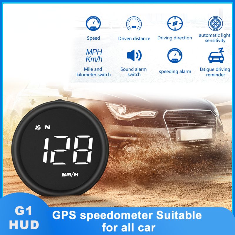 Digital GPS Speedometer Universal Car HUD Head Up Display with Speed MPH,  Direction, Driving Distance, Overspeed Alarm HD Display, for All Vehicle