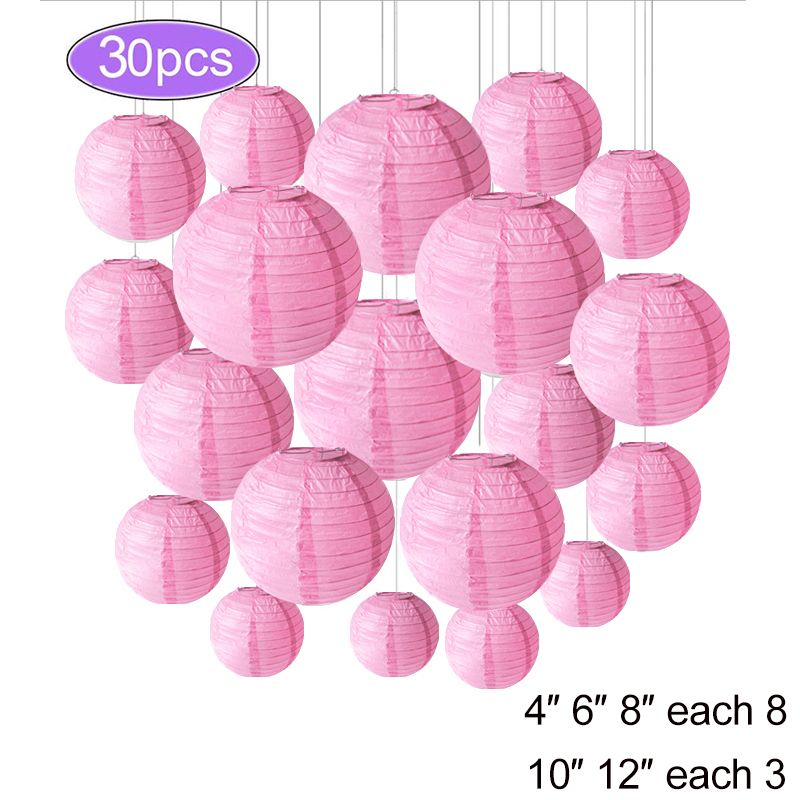 30pcs lanternas rosa